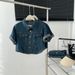 Women's Short-Sleeve Denim Jacket Shirt 2026 Spring/Autumn Korean Fashion Retro Hong Kong Style Turn-Down Collar Short_mkmklike.com