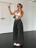 Vintage High-Waisted Jeans – 90s Retro Straight Leg (Black, Non-Stretch Cotton, Unisex Fit S-XL, Washed & Embroidered Detail)_mkmklike.com