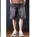 Retro Denim Shorts For Men, New Summer Style, Loose Fit, Washed Denim Shorts, Casual Patchwork, Versatile Pants._mkmklike.com