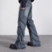 New American Ig Street Jeans For Men, Embroidered Ink Splased Wide Loose And Versatile Straigt Leg Pants, Autumn_mkmklike.com