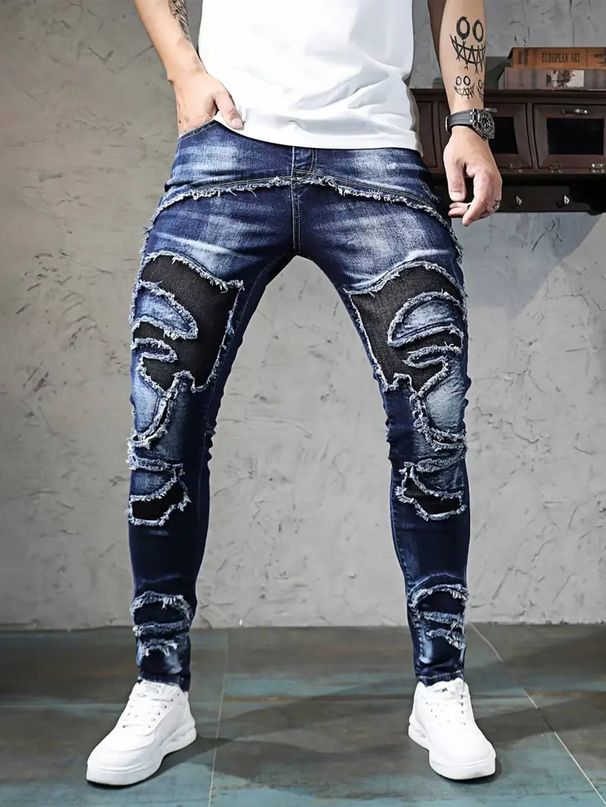 Premium High-Street Men's Jeans – Slim Straight Fit With Stretch ( S-2XL, Stonewashed Denim)_mkmklike.com