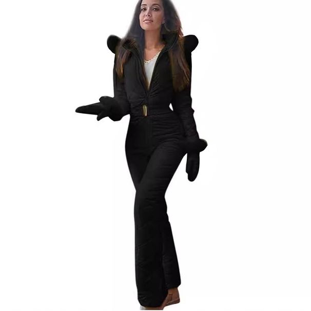 Women's ski suit jacket hooded outdoor sports jumpsuit zipper women's ski suit_mkmklike.com