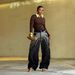 Women's Curved Straight Leg Jeans Rhinestone Scattered Starry Sky Design New 2026 Style Independent Store_mkmklike.com