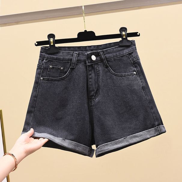 High Waist Denim Shorts For Women - Stretch Comfort A-Line Cut, Vintage Light Wash & Distressed Details, Versatile Summer Casual Shorts_mkmklike.com