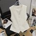 Women's Clothing fashion waist short vest jacket in summer high-end temperament V-neck white suit vest_mkmklike.com