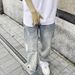 Men's Clothing Street Hip Hop Retro Washed Old Ink Graffiti Ripped Straight Jeans For Men_mkmklike.com