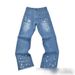 Men's Clothing High Street Men's Trendy Straight Leg Jeans Ripped Patched Single Ripped Denim With Messy Stitching Original Denim_mkmklike.com
