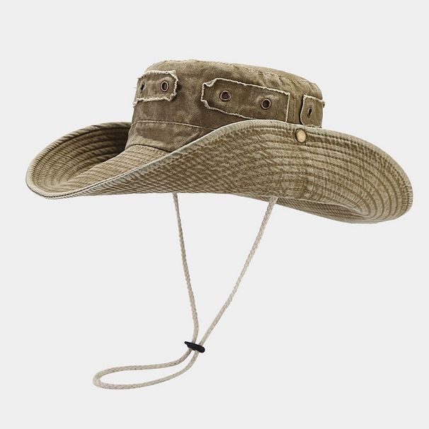 Hot Sale 2024 Solid Colors Cowboy Bucket Hat with String Denim Beach Sun Hats for Women Outdoor Hiking Bob Panama Summer_mkmklike.com