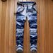 Men's Slim Fit Stretch Jeans With Unique Patterned Design - Comfortable Straight Leg Denim For All Seasons_mkmklike.com