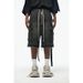 Men's Clothing High Street Zipper Raw Edge Side Pocket Work Shorts Washed Distressed Ribbon Loose Denim Shorts Men_mkmklike.com