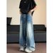 Men's American Retro Washed Cat Whisker Button Wide Leg Jeans Loose Fit Casual Versatile Spring Summer Perfect for Couples_mkmklike.com