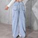High Waist Straight Leg Jeans For Women - Summer Stretch Denim Pants With Relaxed Fit & Distressed Details_mkmklike.com