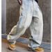 Men's Clothing American Retro Pleated Washed Denim Jeans High End Loose Wide Leg Floor Length Trousers_mkmklike.com
