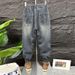 Men's Clothing Men's High Street Style Casual Wide Leg Jeans Loose Harem Pants American Loose Fit Washed Blue Spring Autumn_mkmklike.com