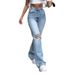 Women's Clothing Denim Wide Leg Trousers Ripped Flared Jeans_mkmklike.com