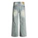 Punk Washed Jeans Men's Vintage Gradient Faded Wide-Leg Straight Long Versatile Basic Dad Pants Trendy_mkmklike.com