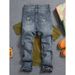 Men's Vintage Heavyweight Distressed Jeans – Korean Retro Washed Denim With Hand-Stitched Patches (28-38, Relaxed Straight Fit)_mkmklike.com