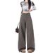 Wild Versatile Style|Versatile For Going Out|Women's Cement Large Pocket Cargo Jeans Gray Long Pants_mkmklike.com