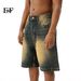 EF JEANS | 2024 Summer New Product Washed Rust Earth Color Japanese Korean Five-point Pants Jeans Versatile Men And Women_mkmklike.com
