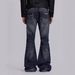Men's Gothic Distressed Wide-Leg Flare Jeans Vintage Washed Ripped Details High Street Grunge Style Casual Pants_mkmklike.com