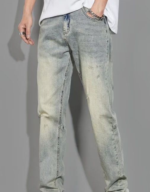 Men's Clothing Manufacturers Wholesale Autumn And Winter New Style Brand Straight Jeans High Street Loose Straight Retro Versatile Jeans_mkmklike.com