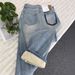 Women's Clothing Autumn And Winter Plus Velvet Warm Straight Jeans For Women New Light Blue High Waist Loose Slim Drape Narrow Version Wide Leg Pants_mkmklike.com