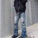 High-Waisted Flared Jeans With Distressed Details & Stacked Hem - Cleanfit Stretch Denim Pants For Women & Teens_mkmklike.com