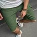 Men's Army Green Denim Shorts Mid-Length Straight Leg Multi-Pocket Summer Trousers_mkmklike.com