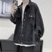 Loom Teenager Denim Men Autumn Trendy Brand Cool Printed Patchwork Jacket Korean Style Loose Student Couple Top_mkmklike.com