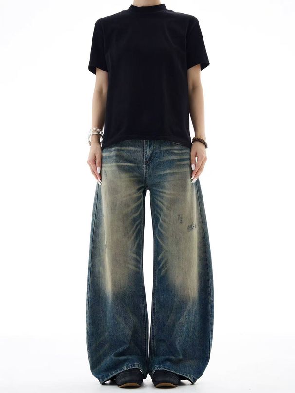 Men's Clothing American Retro Washed Distressed Vintage Washed Distressed Denim Jeans For Men & Women – Cleanfit High-Quality Relaxed Wide-Leg Pants_mkmklike.com