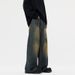 Men's Clothing & Archer0603 & Retro Washed American High Street Yellow Mud Color Wide Leg Jeans Men's Floor Length Distressed Straight Leg Pants_mkmklike.com