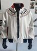 Men’s Fair Isle Knit Zip-Up Jacket – Ethnic Embroidery Stand Collar Coat, Contrast Color Block Design (M-XXL, Beige/Grey)_mkmklike.com