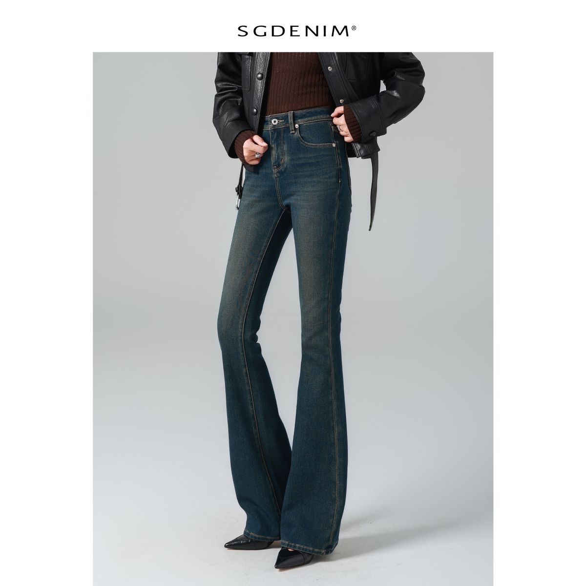Vintage-Inspired High Waist Stretch Flared Jeans For Women - Retro Slim Fit With Bootcut Leg & Tummy Control (Regular & Long Length Options)_mkmklike.com