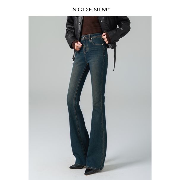 Vintage-Inspired High Waist Stretch Flared Jeans For Women - Retro Slim Fit With Bootcut Leg & Tummy Control (Regular & Long Length Options)_mkmklike.com