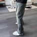 Men's Clothing Washed Flared Jeans, Spring New Arrival, Trendy Retro Style, Unisex Straight Leg Jeans, Design Sensibility_mkmklike.com