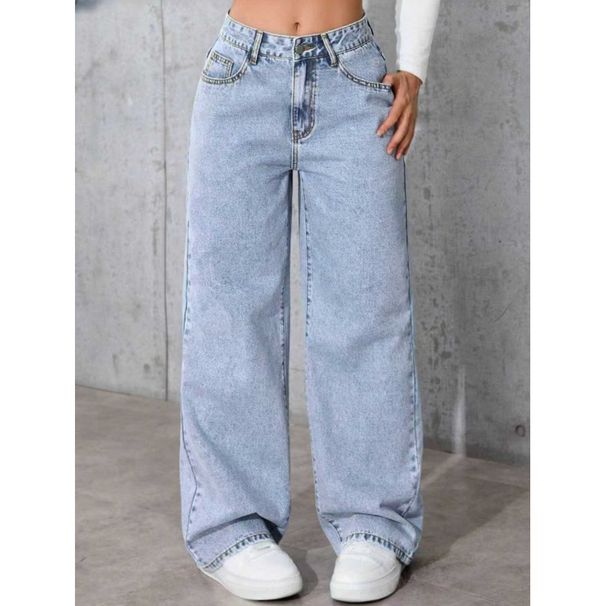Light Blue Washed Wide Leg Jeans Women's Low Waisted Loose Fit Spring Style Factory Direct Wholesale New Denim_mkmklike.com