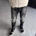 Men's Clothing Unisex Hip Hop Casual Slim Fit Stretch Skinny Jeans New Black Splatter Graffiti Ripped_mkmklike.com