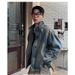 Retro Loose Vintage Stand Up Collar Denim Jacket Men's Casual Zipper Jacket_mkmklike.com