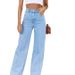 Stretch High-Waisted Wide Leg Jeans For Women - Comfortable Office & Casual Denim Pants (XS-6XL, Light Blue/Dark Blue/Black/Charcoal)_mkmklike.com