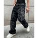 Men's Spider Web Print Jeans, Street Style Loose Fit Cotton Stretch Denim Pants For Casual Wear Comfort-Driven Fabric_mkmklike.com