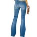 Cross-Border Independent Station 2022 Spring Summer New Slim Fit Multi-Button Flared Washed Women's Jeans_mkmklike.com