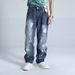 Streetwear Men's Paint-Splatter Denim Jeans – Washed Straight-Leg, Relaxed Fit (Sizes 31-38, Stonewashed & Slight Stretch)_mkmklike.com