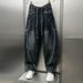 Men's Patchwork Cargo Jeans Straight Leg Loose Fit Wide Leg Long Pants American High Street Style Trendy Versatile Cool_mkmklike.com