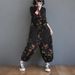 Summer Vintage-tyle Plu-ize Women' Denim Overall, Looe Fit, Printed, Large Pocket, Drop-crotch, Caual Harem_mkmklike.com