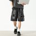 Men's Clothing Heavy Washed Denim Shorts Rub Color Contrast Design Retro Loose Pleated Hole Shorts_mkmklike.com