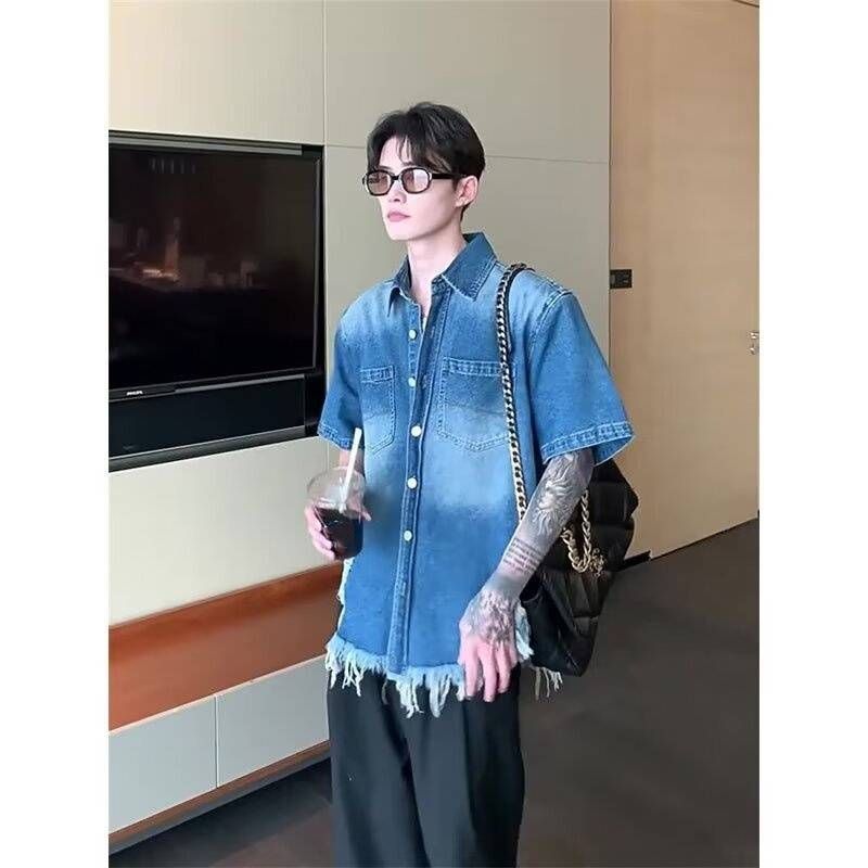 Men's Clothing Men's Summer Thin Casual Five Point Shirt Loose Large Size Half Sleeved Clothes_mkmklike.com