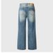 Men's Vintage Washed Blue Denim Work Pants – High Street Loose Fit, Distressed Straight-Leg (S-XXXL, Retro Streetwear, Spring Collection)_mkmklike.com