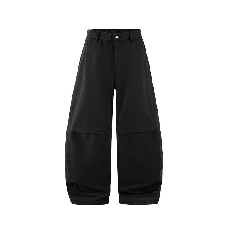 Men's Deconstructed Cargo Pants – Retro Streetwear, 100% Cotton, Wide-Leg & Asymmetrical Cut (Black/Khaki/Olive, S-XL)_mkmklike.com