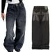 Korean Style High Waist Loose Fit Denim Jeans With Bow Back Pocket & Print - Casual Streetwear For Women_mkmklike.com