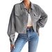 Women's Elegant Slim Fit Corduroy Cardigan Jacket Polo Collar Short Zipper Autumn Winter Ladies Fashion_mkmklike.com